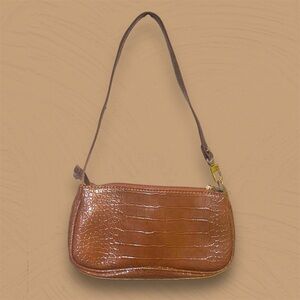 Brown Crocodile Skin Hand Bag Purse